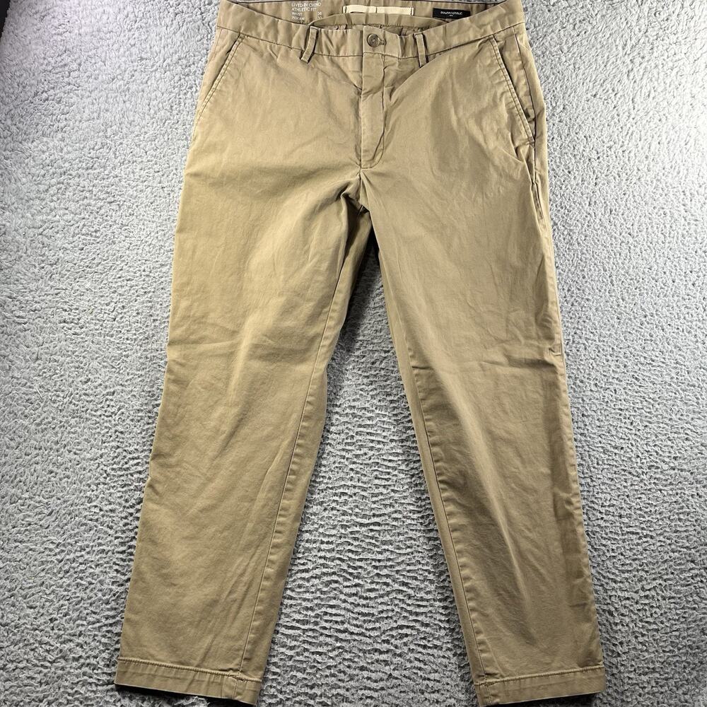 Banana Republic Lived-In Chino Pants 36x30 Athletic Fit Stretch Khaki Tan Mens
